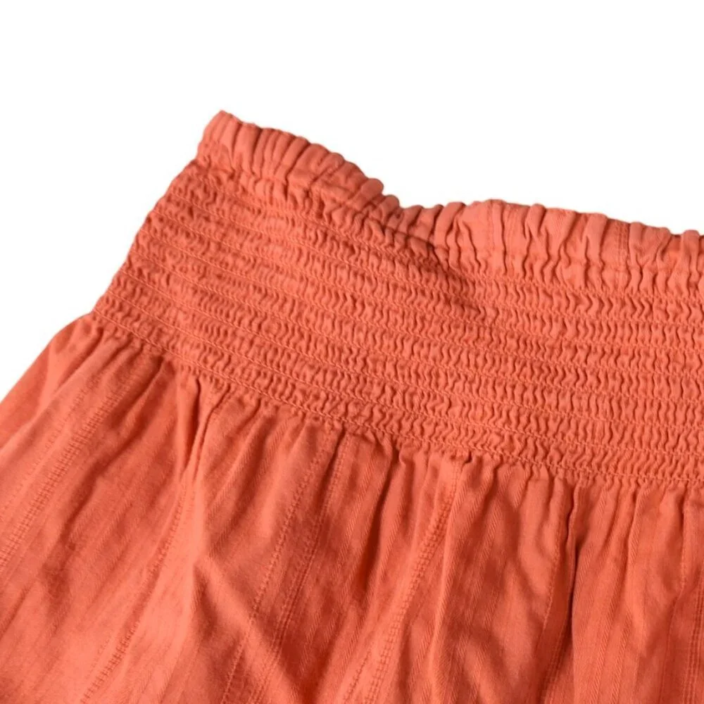 Roxy Y2K Flowy Layered Mini Skirt Lace Cotton Orange Beachy Medium
